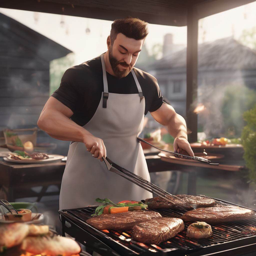 Grill maintenance with a person cleaning a grill