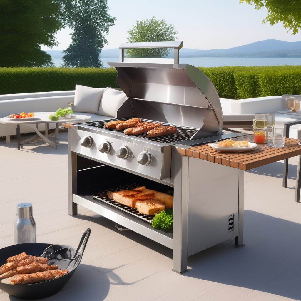 Stainless steel outdoor kitchen setup