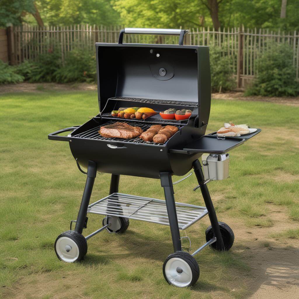 Compact portable grill with a sleek design