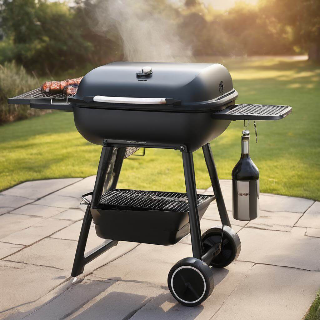 Heavy-duty charcoal grill with large cooking surface